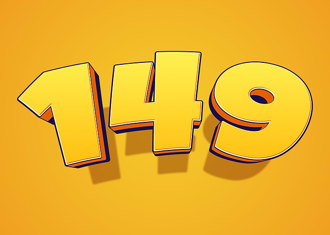 Yellow 3D Numbers 149