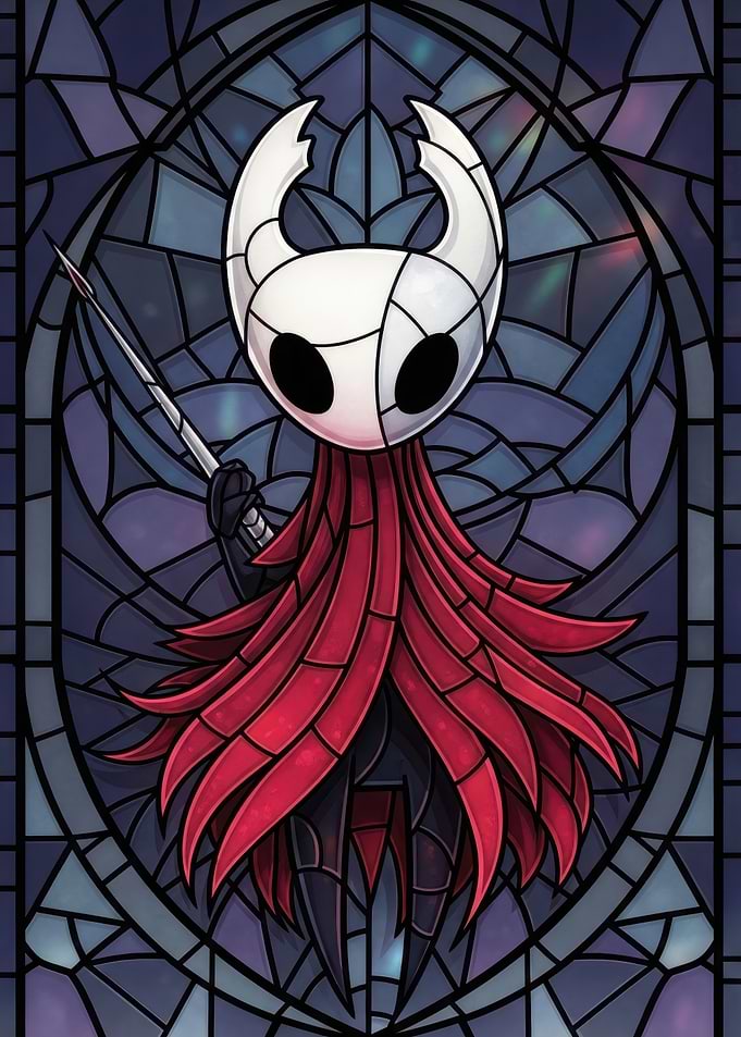 Hornet Hollow Knight in Stained Glass Style