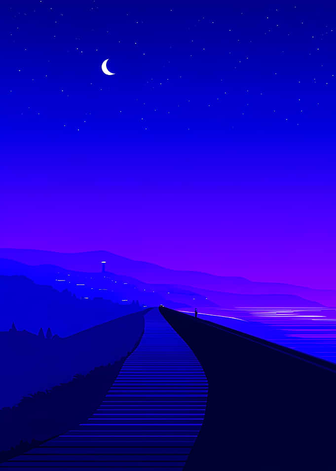 Moonlit Coastal Path