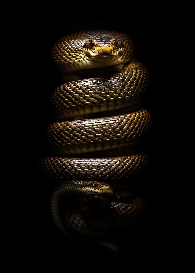 Coiled Snake with Intense Gaze