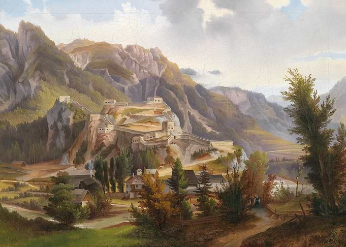 Fortress on a Mountain Landscape