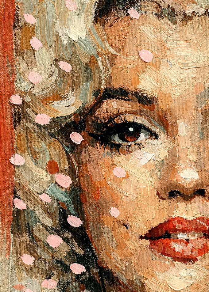 Close-up painting of Marilyn Monroe