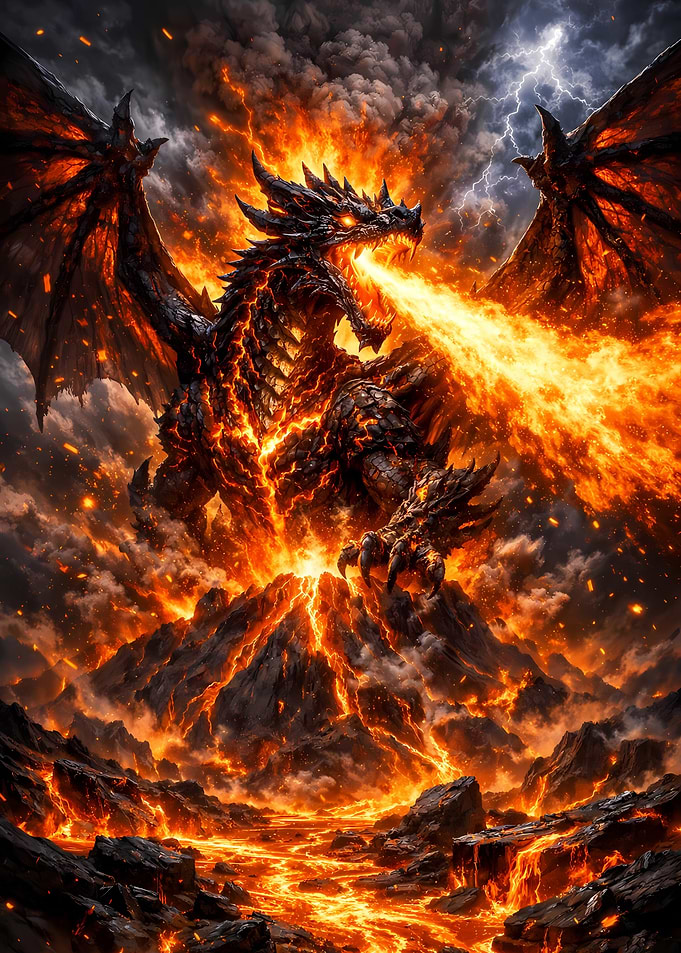 Fiery Dragon Breathing Fire