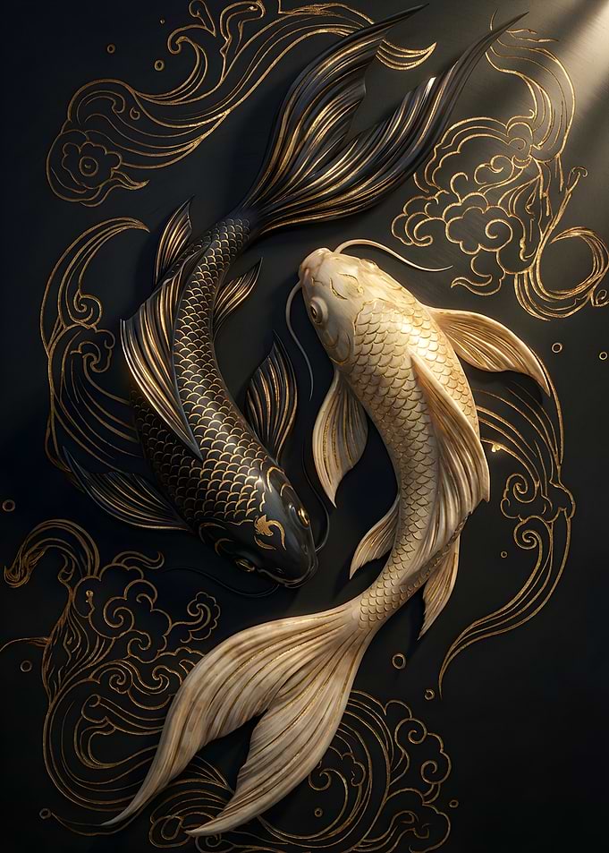 Yin Yang Koi Fish Art