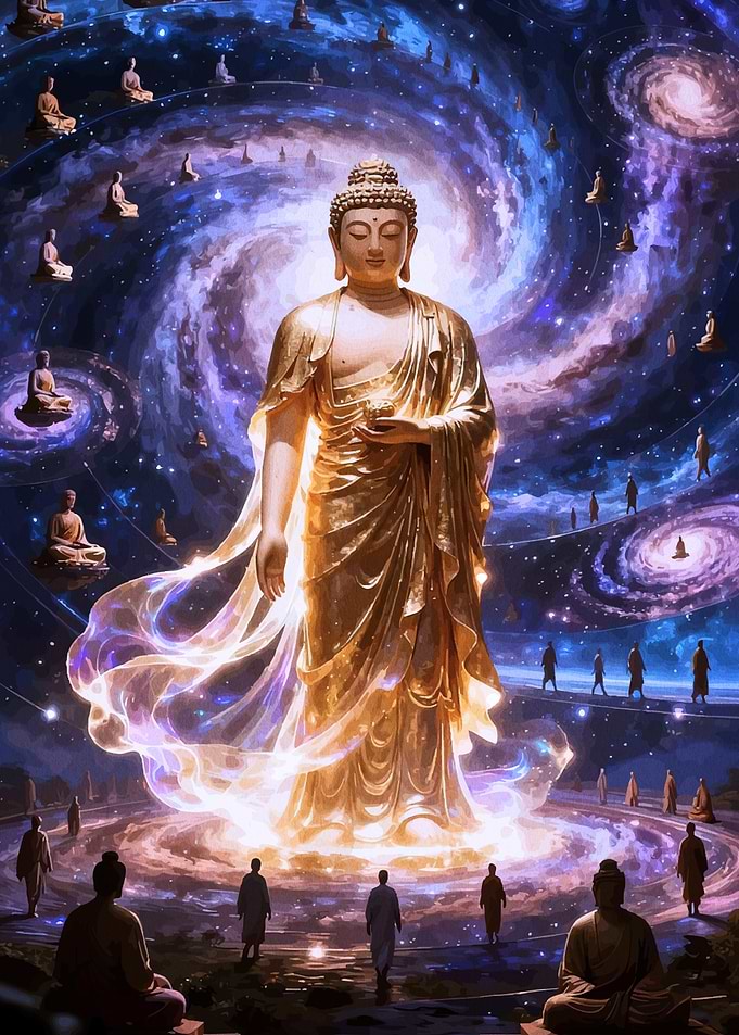 Golden Buddha in Cosmic Galaxy
