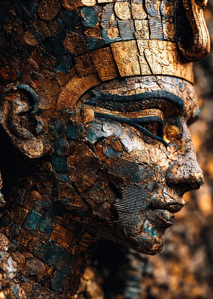 Ancient Egyptian pharaoh gold mosaic