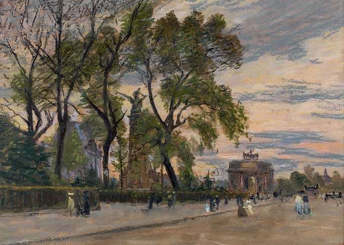 Parisian Street Scene at Dusk