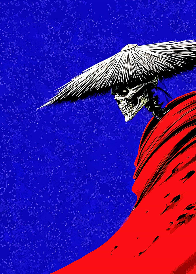 Skeleton Samurai with Red Cape