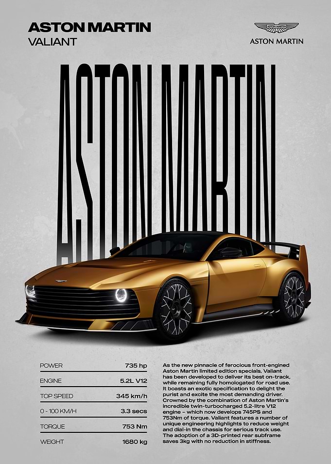 Aston Martin Valiant Car Poster