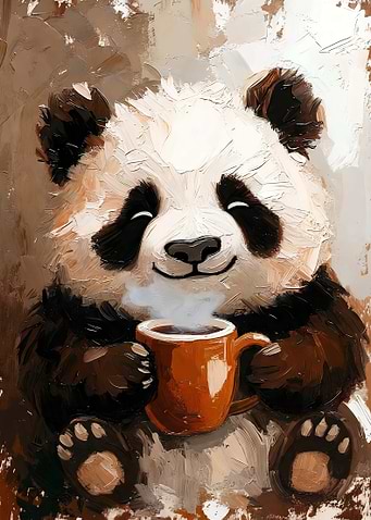 Panda Enjoying Coffee