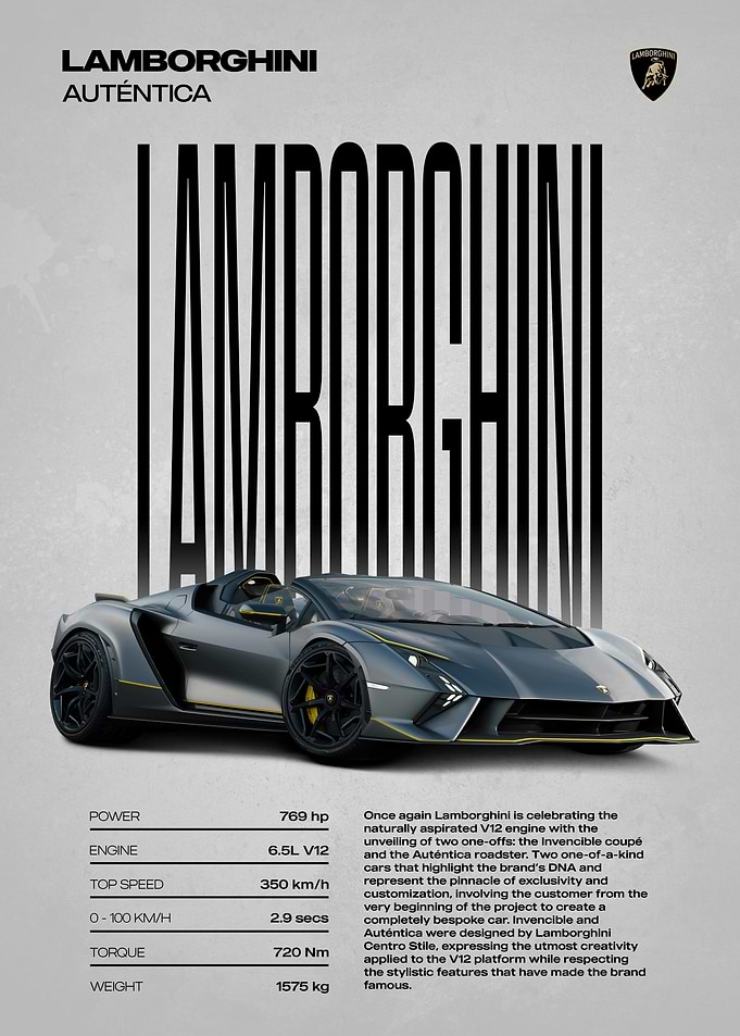 Lamborghini Auténtica Poster