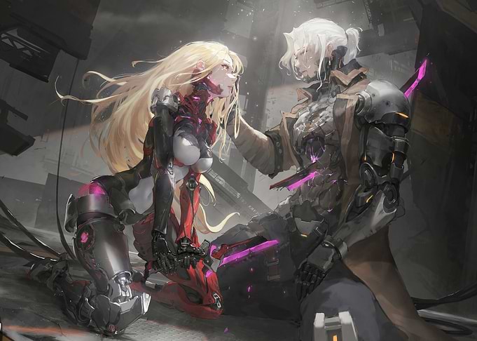 Cyberpunk Couple in Futuristic Setting