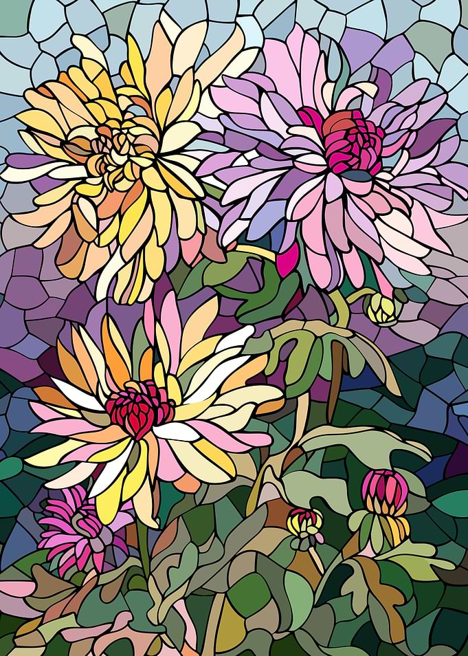 Stained Glass Floral Arrangement