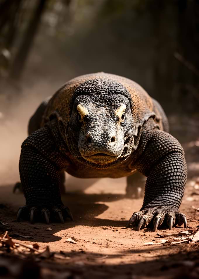 Komodo Dragon on a dirt path