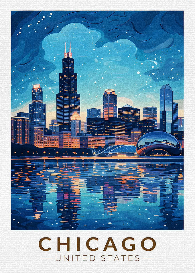 Chicago Skyline at Night