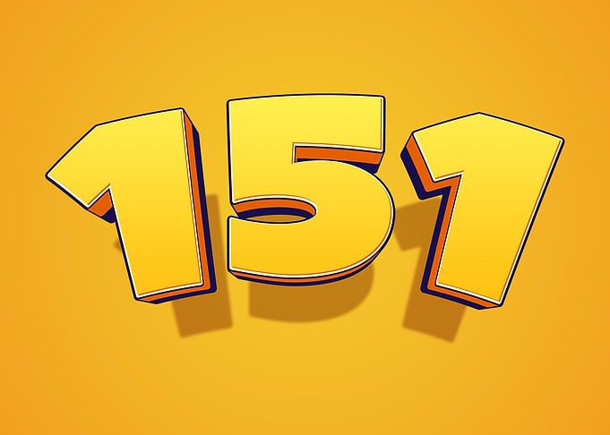 Yellow 3D Number 151