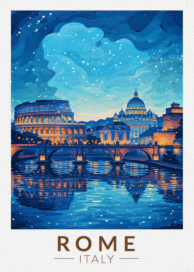 Rome Cityscape at Night
