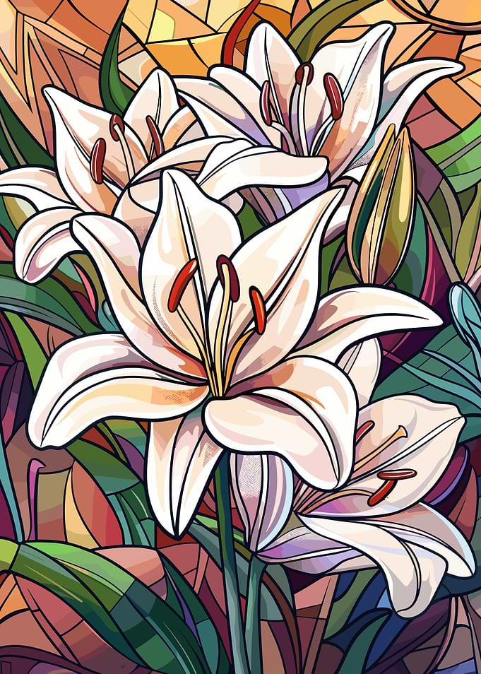 Stained Glass Lilies