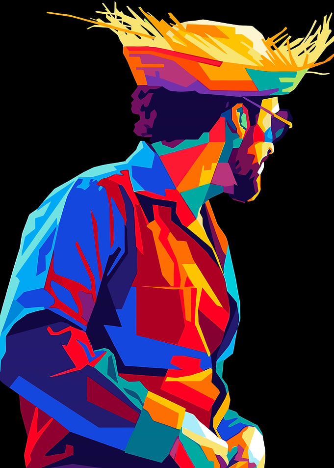 Colorful WPAP Portrait of a Bad Bunny