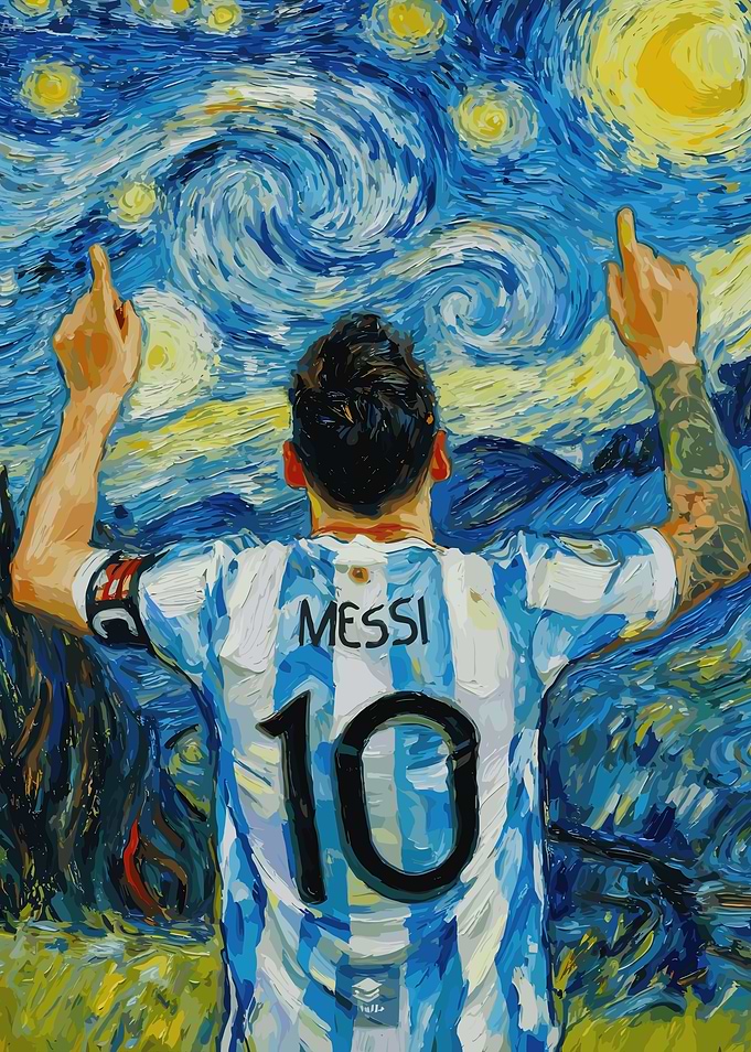 Messi in Starry Night Style