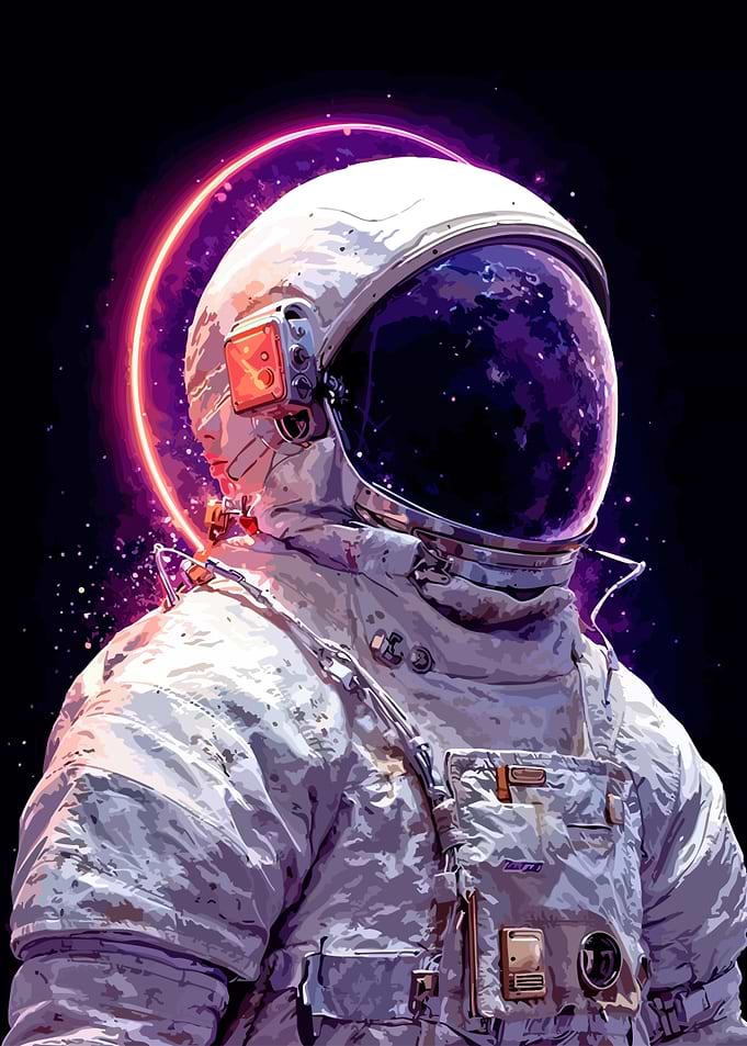 Astronaut in Space with Nebula