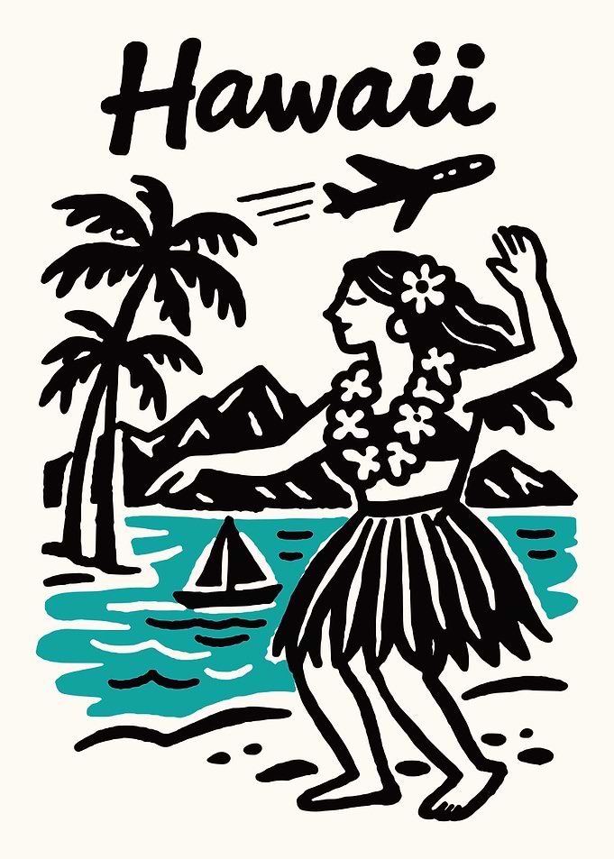 Hawaii Hula Travel Poster