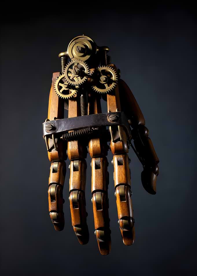 Steampunk Wooden Hand with Gears
