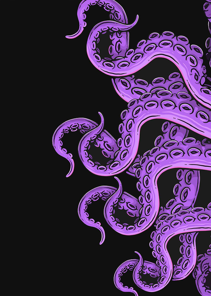 Purple Octopus Tentacles on Black Background
