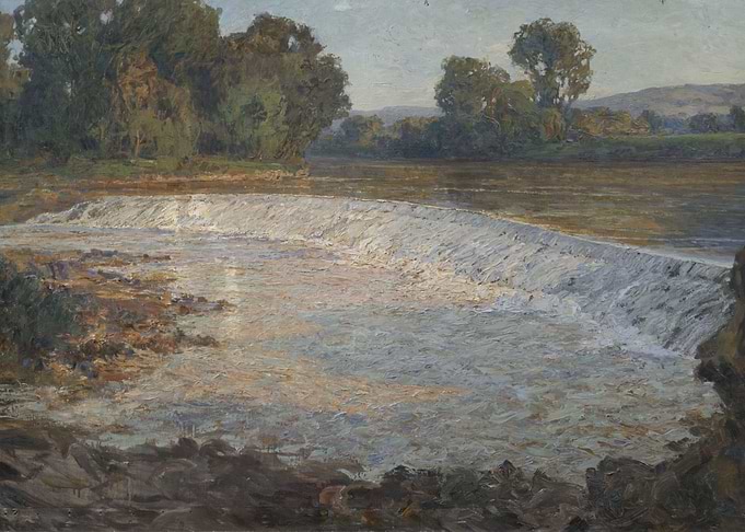 River Waterfall Landscape Painting