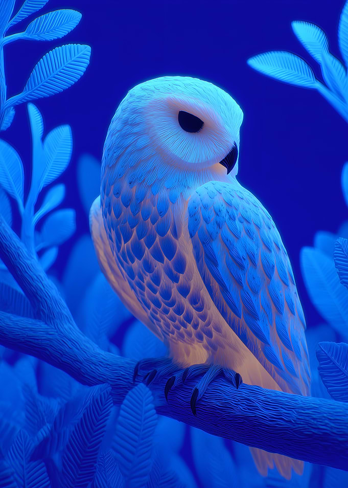 Glowing Owl on a Branch