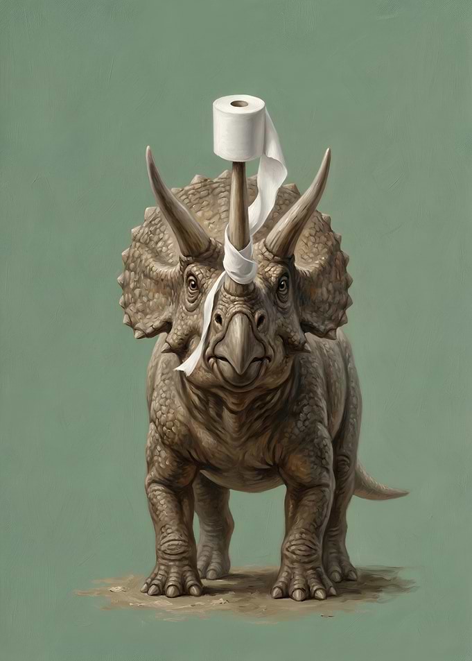 Triceratops with Toilet Paper Horn