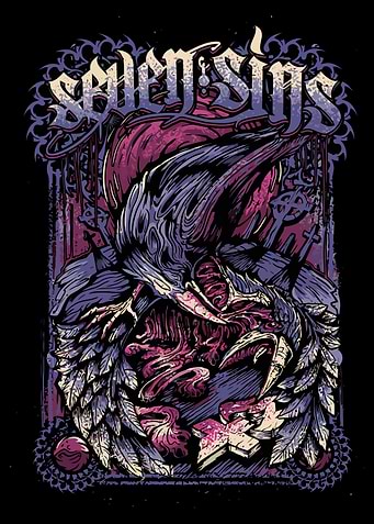 Dark Crow with Guts and Ornate Border