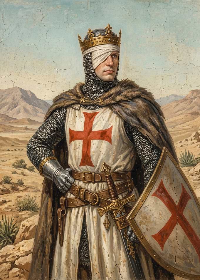 Templar Knight in Desert Landscape