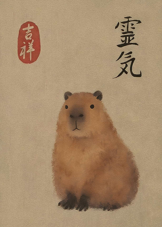 Capybara with Japanese Calligraphy