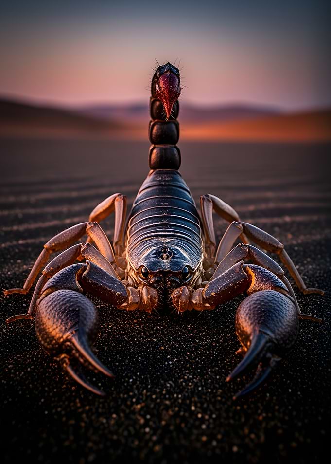 Scorpion in the Desert Sunset