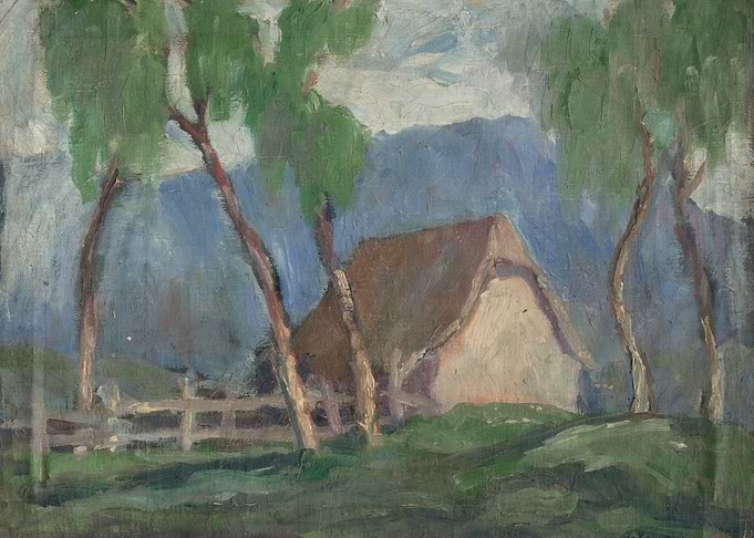 Impressionist Landscape with House and Trees
