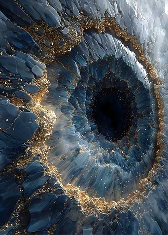 Abstract Crystal Vortex with Gold Dust