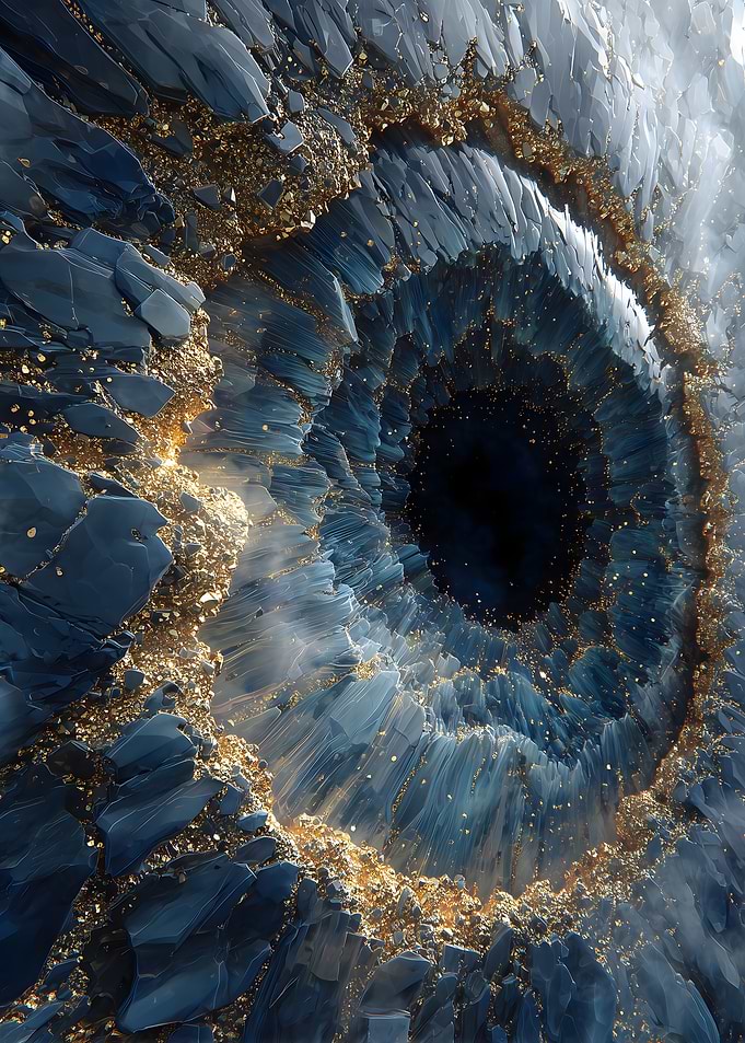 Abstract Crystal Vortex with Gold Dust