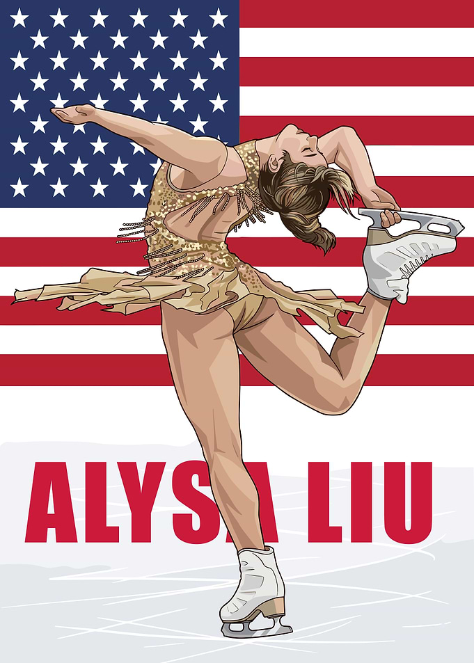Alysa Liu Figure Skater USA Flag