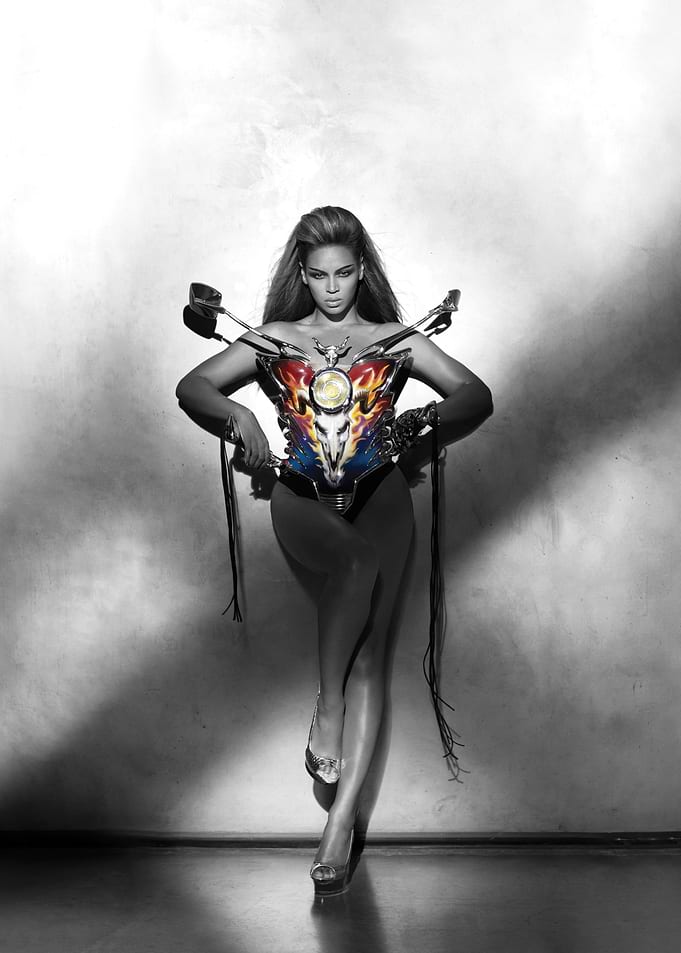 Beyoncé in a fiery corset