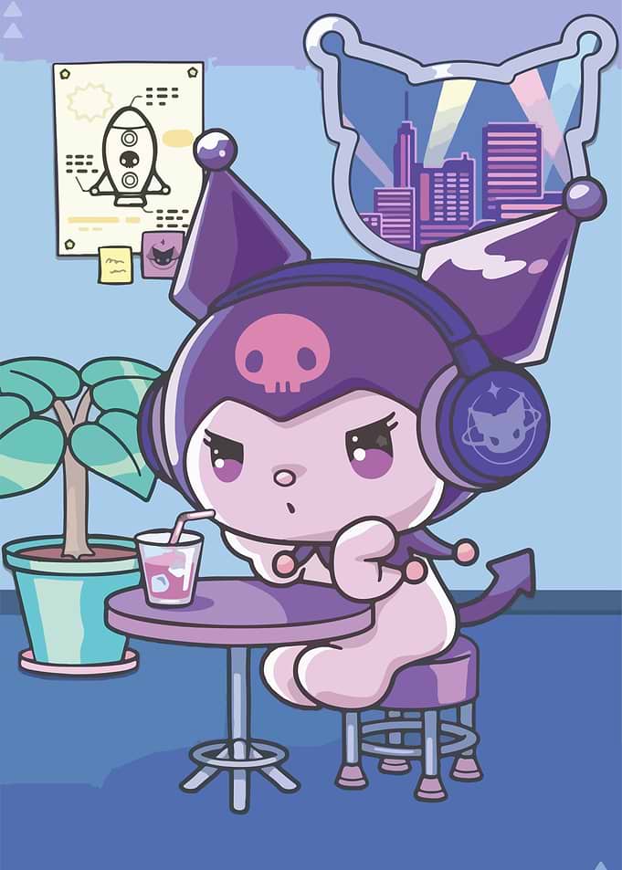 Kuromi at a Cafe