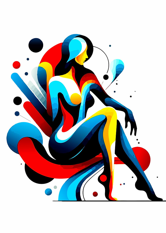 Abstract Woman Figure with Colorful Shapes