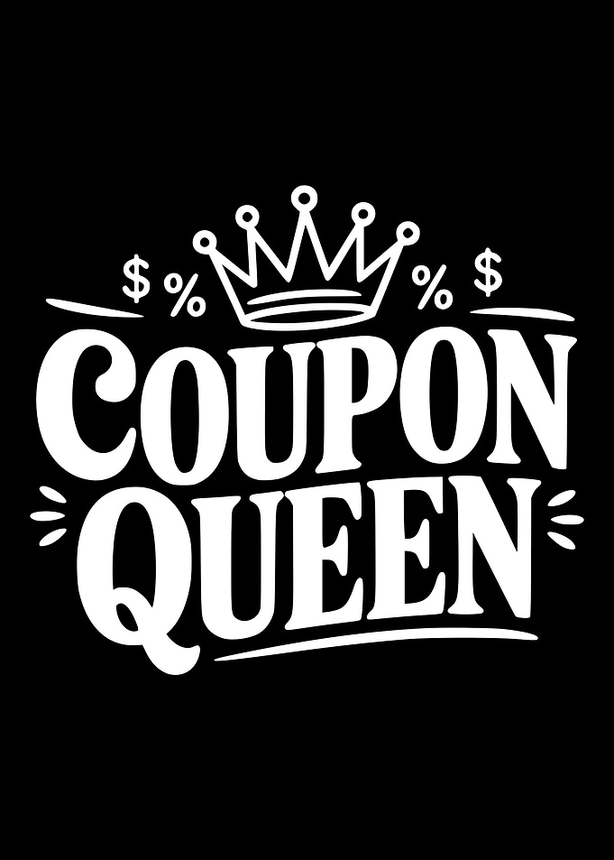 Coupon Queen Crown Text Art