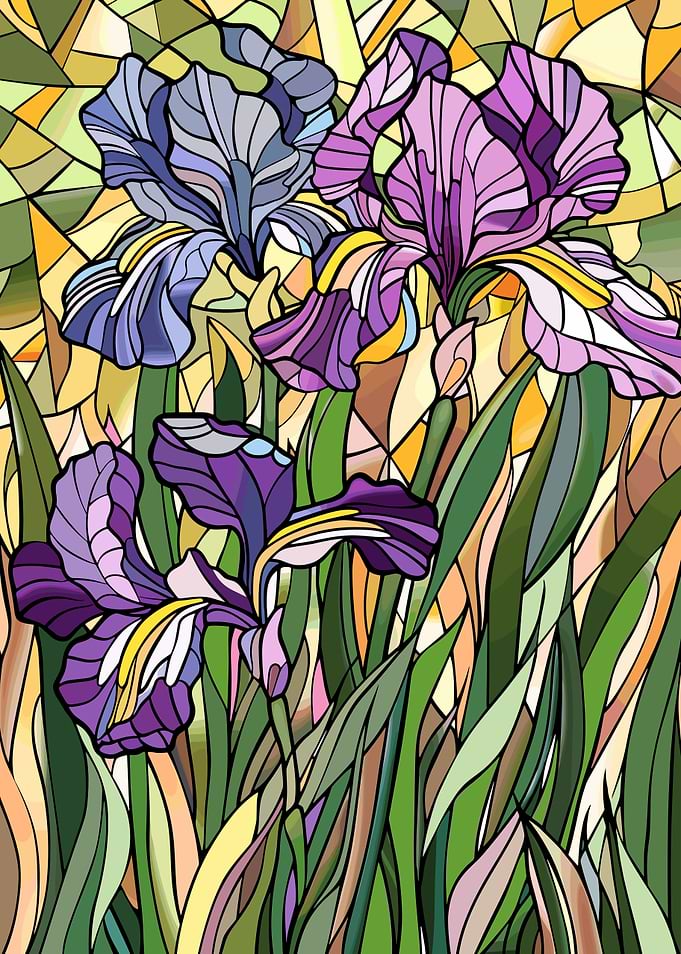 Stained Glass Irises