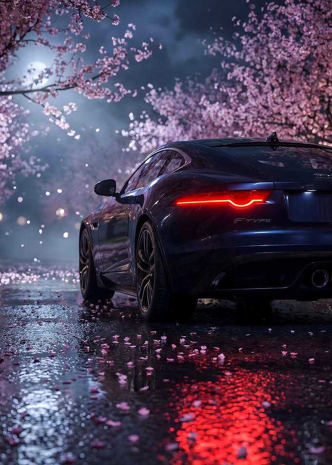 Jaguar F-Type in Cherry Blossoms