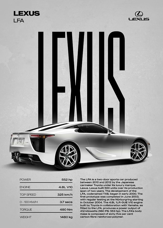 Lexus LFA Supercar Poster