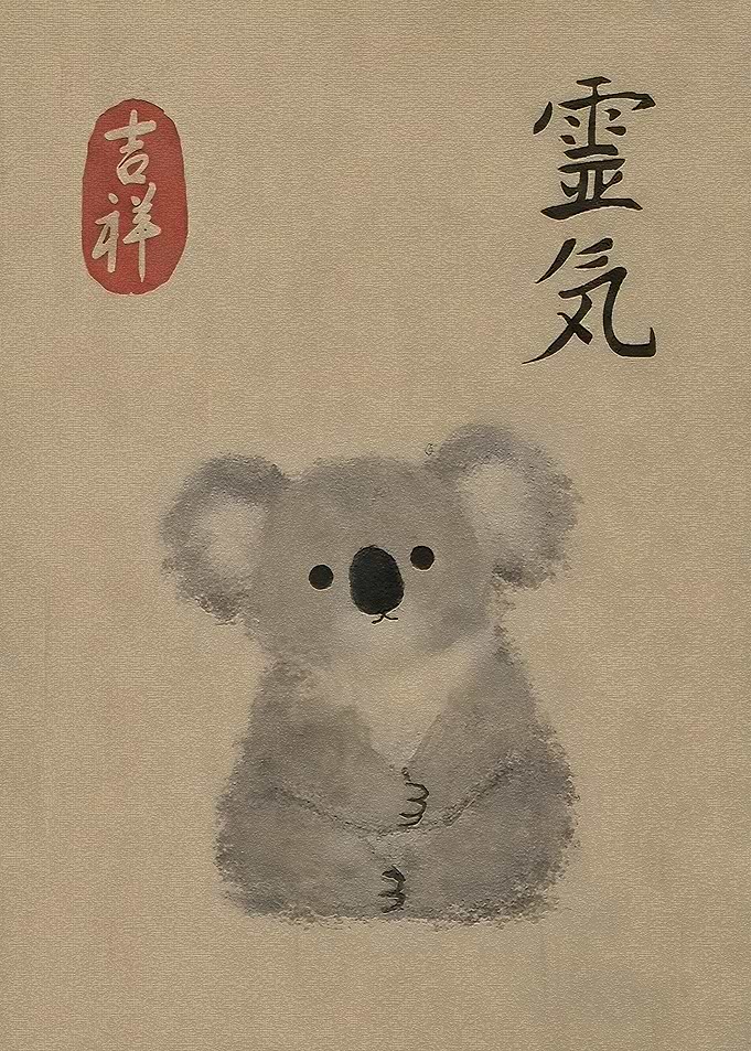 Cute Koala with Japanese Calligraphy