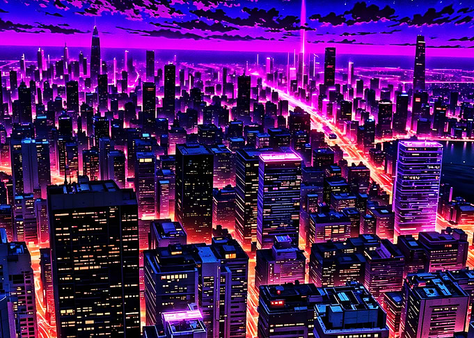 Neon Cyberpunk Cityscape at Night