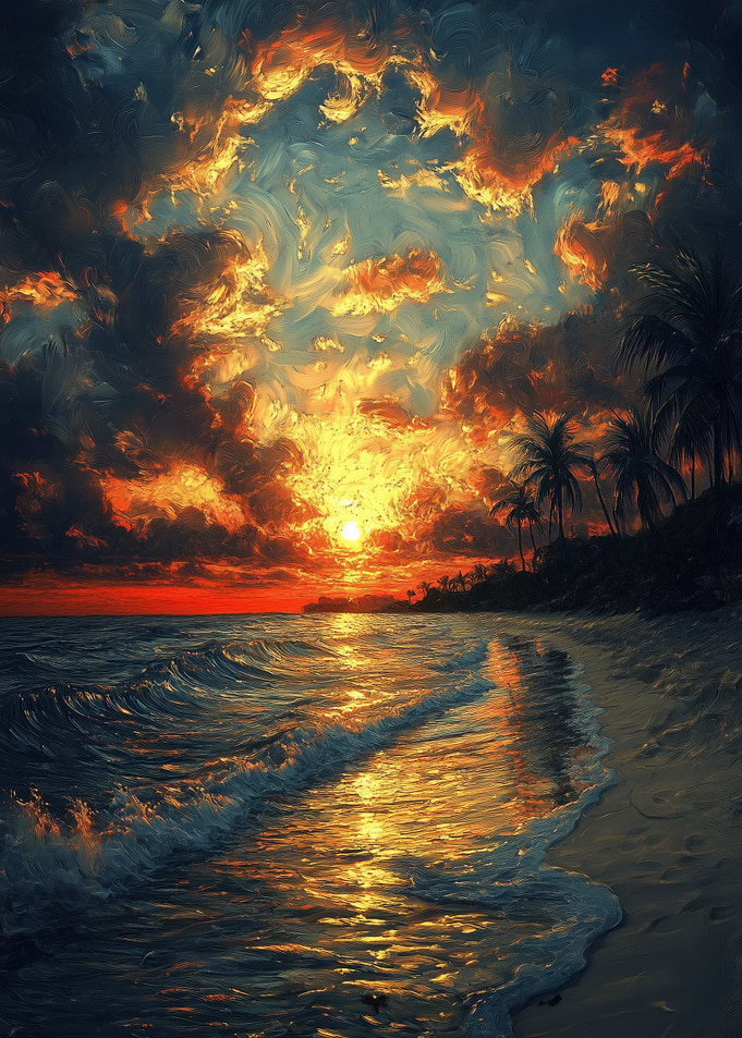 Dramatic Sunset Over Tropical Beach