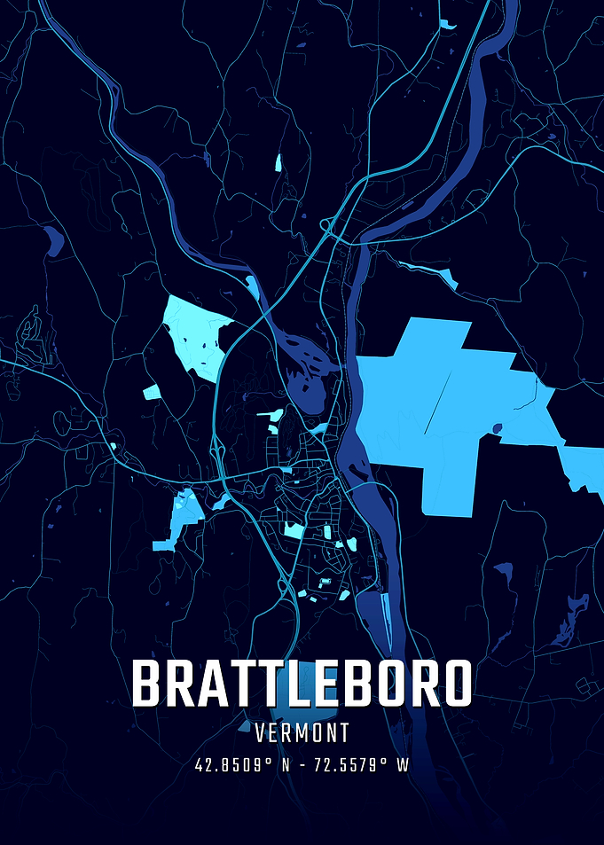 Brattleboro Vermont Midnight City Map